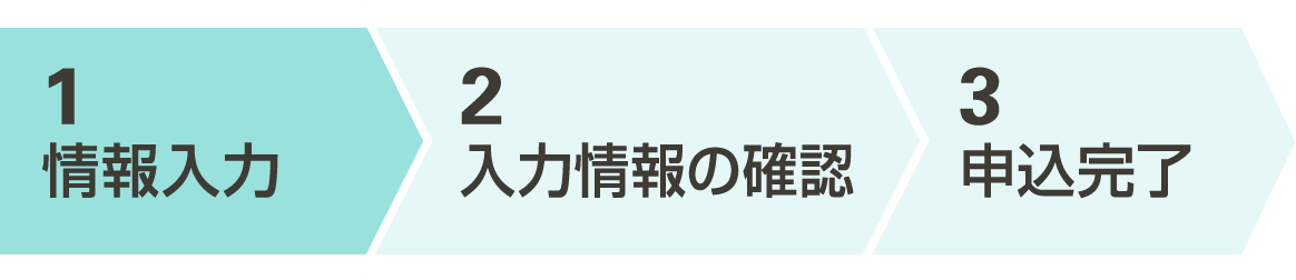 1 情報入力 2 入力情報の確認 3 申込完了